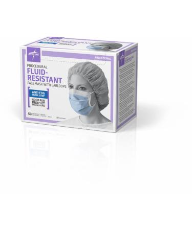Buy Medline NON27408ELZ ASTM Level 1 Procedure Face Mask - Anti-Fog Strip & Ear Loops | Blue - International Shipping Available - Buy Online on GoSupps.com