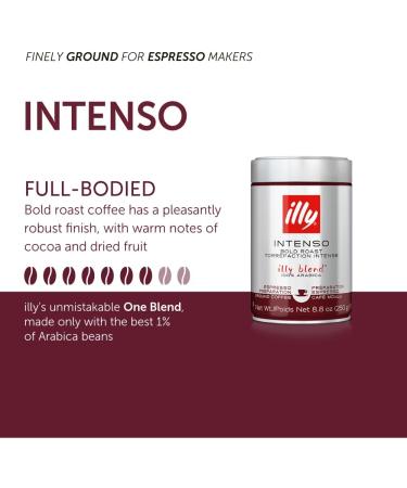 illy Ground Coffee Espresso - 100% Arabica Coffee Ground Intenso Dark Roast Warm Notes of Cocoa & Dried Fruit - Rich Aromatic Profile - Precise Roast - No Preservatives 250g Intenso Bold Roast 250 g (Pack of 1) - Buy Online on GoSupps.com