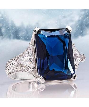925 Sterling Silver Micro Set Sapphire Diamond Ring - Size 9 - Buy Online on GoSupps.com