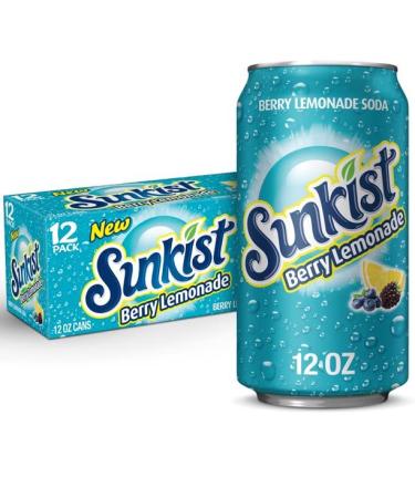 NWT Sunkist Berry Caffeine-Free Lemonade Soda Pop 12 FL Oz Pack Cans