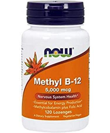 Now Foods Methyl B12 - Methylcobalamin Plus Folic Acid - 5 000 MCG (120 Lozenges)