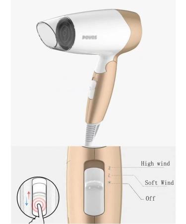 Travel Hair Dryer 1400W Powerful Hair Dryer Portable Fast Quiet Hair Dryer Hot and Cold DC Motor Compact Hanging Ring - Buy Online on GoSupps.com
