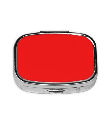 Red Pill Box Portable Metal Pill Organizer 2 Compartment Medicine Small Pill Case for Purses Compact Travel Medicine Holder for Vitamins Medication