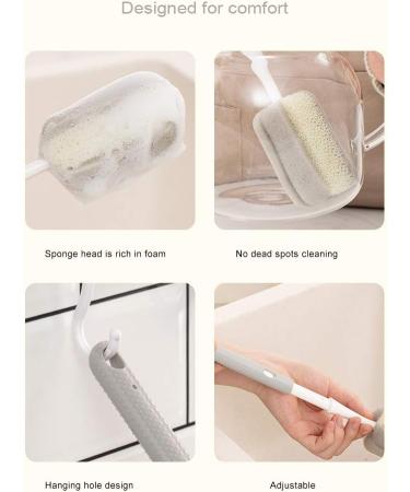 2pcs Bottle Brush Cleaner Sponge Cup Brushes with Long Handle Kitchen Scrub for Baby Bottle Coffe Tea Glass Cup Washing Cleaning Tools with Retractable handle - Buy Online on GoSupps.com