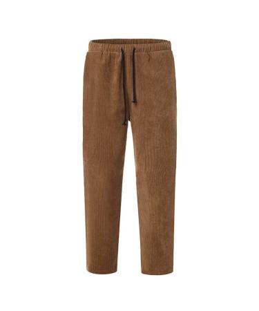 Men's pants Cargo Loose Cotton Plus Size Pocket Lace Up Solid Color Pants Overall Pilot boots Pants Men Summer Linen Shorts Men 3/4 Cotton Men Sport Shorts Cotton A3-Braun