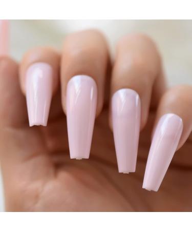 Sakura Pink Press On Nails - Long Coffin Glossy Finish Acrylic Faux Ongles - 24pcs Set | International Shipping Available - Buy Online on GoSupps.com