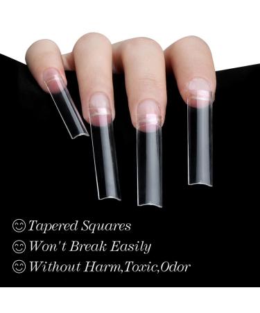 SITELENABY XXL Square Nail Tips 4-7 | 600pcs Clear Acrylic False Nails for French Nail Art - Buy Online on GoSupps.com