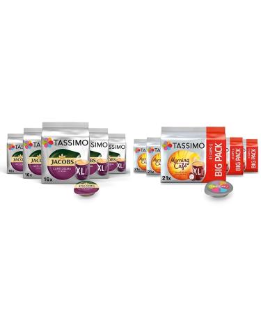 Tassimo capsules Jacobs Caff Crema Intenseo XL 80 coffee capsules 5 -pack 5 x 16 drinks & capsules Morning Caf 105 coffee capsules 5 -pack 5 x 21 drinks Crema Intenseo Bundle with capsules Latte Macchiato Caramel