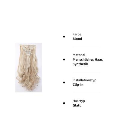 Buy Clip-in Hair Extensions - 8 Tresses 18 Clips 60cm Sandy & Bleaching Blonde - Real Hair for Ultimate Volume - Buy Online on GoSupps.com