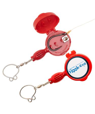 HOOK-EZE Fishing Knot Tying Tool - Fishing Accessories for tieing Fishing line to Fishing Hooks - Cover Sharp Hooks Fishing Equipment to tie Knots Quick - for Fly Fishing Accessories Red
