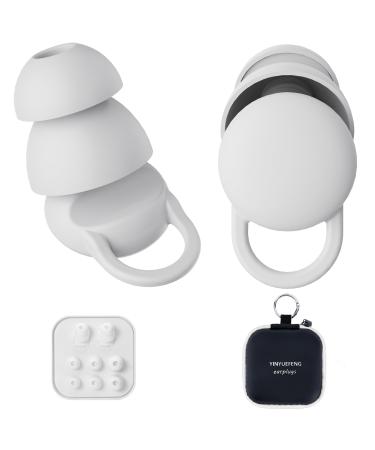 Ear Plugs for Sleeping with 8 Ear Tips in XS/S/M/L Noise Cancelling Ear Plugs Reusable Hearing Protection in Flexible Silicone Ear Plugs for Travel Concerts Studying Loud Noise Work (White)
