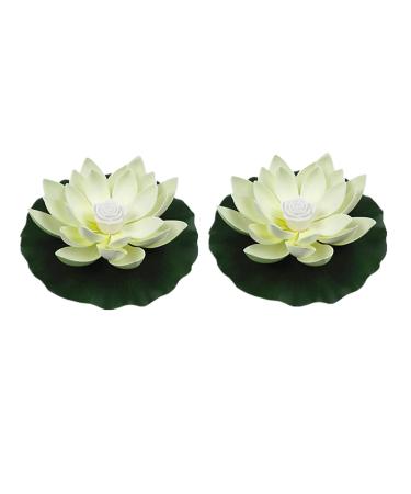Yeehliny floating lotus lights LED waterproof solar water lily floating solar lights Lotus flower night lamp Lotus blossom Lotus leaf pond light for pool pond garden decoration (28cm-2pc white))