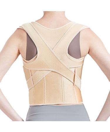 DFHBFG Posture Corrector Back Posture Brace Clavicle Support Stop Slouching and Hunching Adjustable Back Trainer Unisex(Color:Beige Size:Medium) Medium Beige