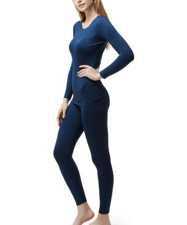 TSLA Women's Thermal Underwear Set - Soft Fleece Lined Long Johns - Winter Warm Base Layer Top & Bottom - Navy, Medium - Buy Online on GoSupps.com