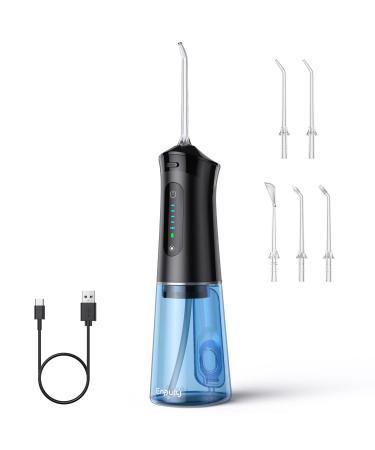 ENPULY Water Dental Flosser for Teeth IPX7 Waterproof 5 Modes Irrigate for Oral Care (Transparenet & Black)