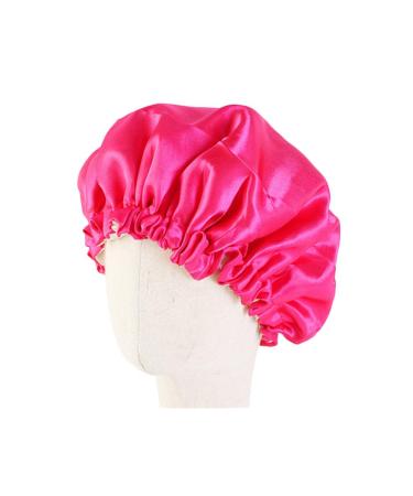 minkissy Kids Satin Bonnet Double Layered Cap Night Hat Adjustable Elastic for Baby Children Child Toddler 1pc Rosy 1 Rosy