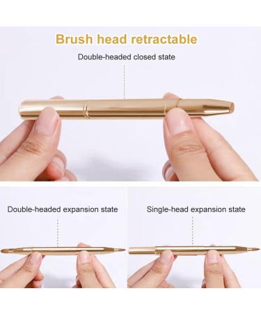 Retractable Lip Makeup Brush Lipstick Brush Soft Bristles Concealer Brushes Portable Dual End Makeup Brush for Apply Eye Primer Polish Eye Shadow Apply Lipstick Lip Lines Gold - Buy Online on GoSupps.com