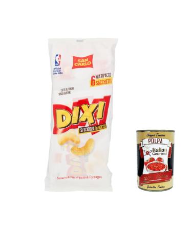 Italian Gourmet E.R. San Carlo Dixi Pack of 6 Oven-Baked Corn Chips Cheese Flavored Savory Snack 6 x 22g 132g with Polpa Italian Gourmet 400g