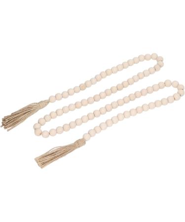 Wooden Bead Garland with Tassels - Rustic 16mm Boho Decor | 2 Pack Farmhouse Style Hemp Rope - Buy Online on GoSupps.com