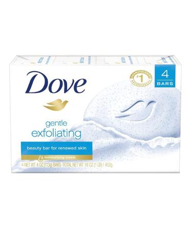 Dove Beauty Bar for Softer Skin Gentle Exfoliating More Moisturizing Than Bar Soap 4 oz 4 Bars
