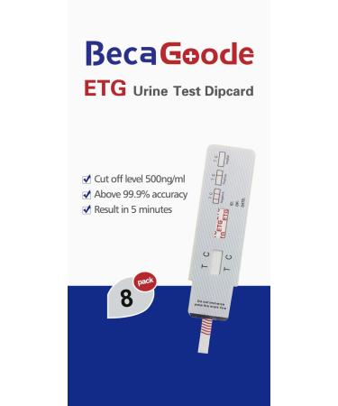 8 Pack-BecaGoode ETG Alcohol Urine Test Strips Single Panel Dip Card Kit High Sensitivity and High Accuracy with Cut Off Level 500 ng/ml English & Spanish Instruction