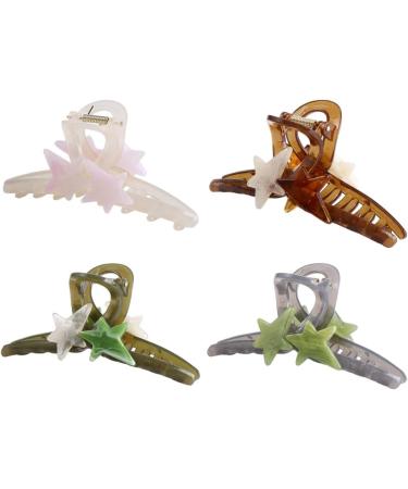 Vctitil Five-pointed Star Acrylic Hair Claws Hair Clips Ponytail Holders Shark Clip Barrettes Hair Accessories for Women Girl Thin Thick Hair(green) - Buy Online on GoSupps.com
