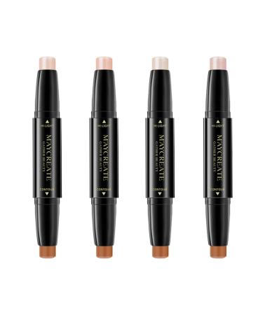 Mysense 5 Colors Contour Stick Contour Highlighter Concealer Foundation Stick Face Brightens&Shades and Body Shading Stick Foundation Cream Pen 4PCS