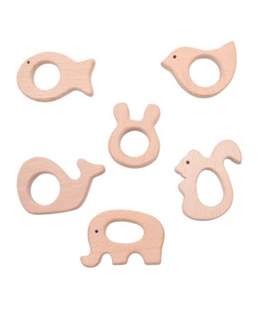 AMASAWA 6 pieces Baby Beißring Toy Holden Ring Ring Small Vogel Fish Wal Elefant Eichh rnchen Rabed Head Sensory Toys