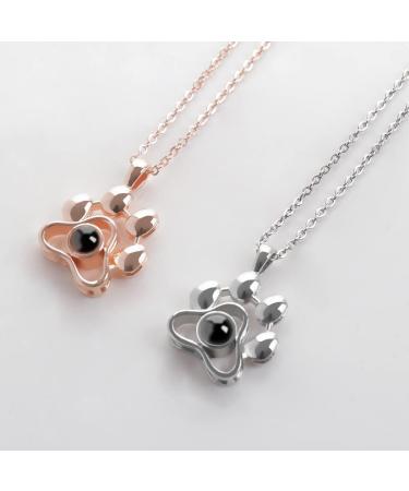Personalized Photo Projection Necklace - Paw Print Memorial for Dogs & Cats | Custom Rose Gold Pet Keepsake Gift - Buy Online on GoSupps.com