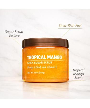 Mango Scent Body Scrub with Sugar and Shea Textured Exfoliating Body Care Cream for Routine Skin Use Wide Jar Format 18 oz - Buy Online on GoSupps.com
