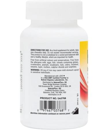 Nature's Plus Hema-Plex Mixed Berry - 60 Chewable Vitamins for Energy & Wellness - Buy Online on GoSupps.com