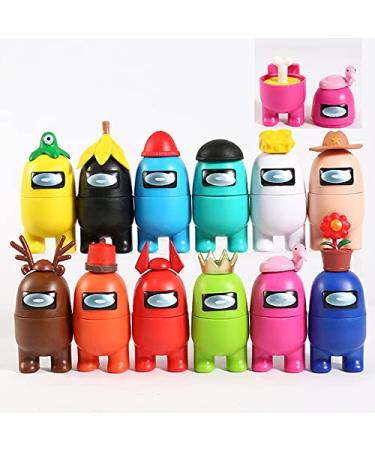 12 Pcs Merch Figurines Set, Collection Toys for Game Fans, Mini Character Action Figure Decorations, Astronaut Crewmate Desk Toy Gift for Children, Cake Topper Party Supply (A)