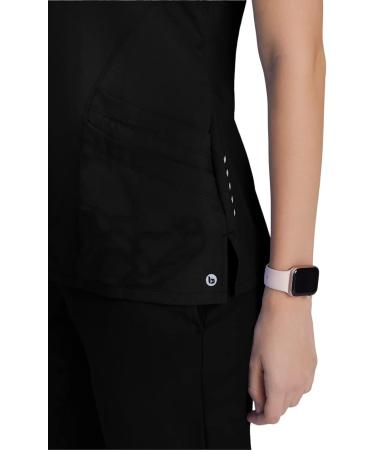BARCO ONE Women's Pulse Scrub Top Sporty V-Neck Medical Top w/ 4-Way Stretch & 5 Pockets Small Black - Buy Online on GoSupps.com