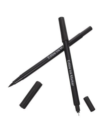 Milisten Black Accent Decor 2pcs Baking Pen Marker Pens for Cookie Decorating Black Icing Food Writing Pen Food Grade Pen Macron Coloring Pen Writers Plastic Decorate Bicuspid