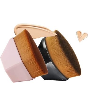 2pcs Foundation Makeup Brush Kabuki Magic Face Momma Brush Flat Top High-Density Multifunctional for Flawless Powder Blending Liquid or Cream Cosmetics with Portable Case Brochas De Maquillaje