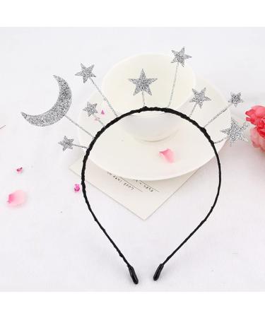Wanmei Princess Girl Halloween Party Crown Headband - Glitter Powder Moon Star Charms Metal Alloy Birthday Tiara Headdress Gift - Buy Online on GoSupps.com