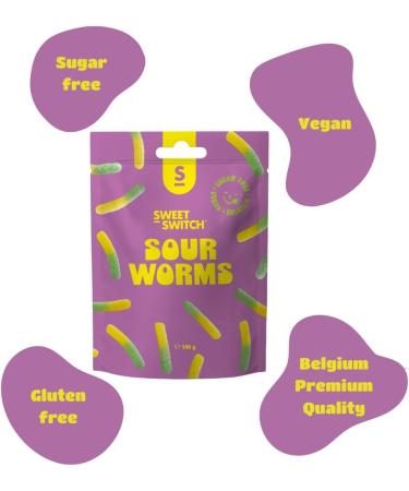  Sweet Switch SWEET-SWITCH - Sour Worms 12 x 100g - Fruit-flavored candies - Sugar-free - Gluten-free - Vegan - Buy Online on GoSupps.com