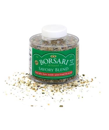 Borsari Savory Seasoned Salt Blend - Gourmet Sea Salt With Fresh Herbs and Spices - Gluten Free All Natural Keto Friendly All Purpose Seasoning With Thyme and Lavender - 4 oz Shaker Bottle 4 Ounce (Pack of 1)
