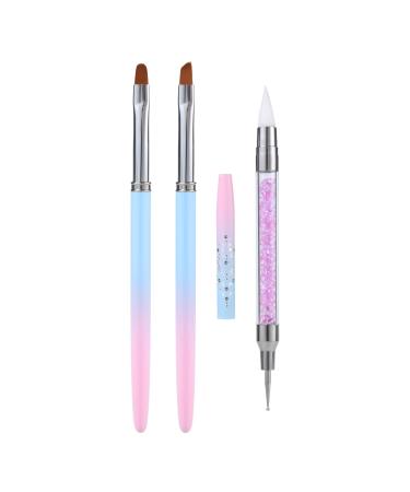 3pcs Nail Art Clean Up Brushes  Nails Painting Brushes  Round & Angled Head Pen Silicone Nail Art Acrylic Pen Brushes Dotting Pen Nail Painting Tools for Nail Art Design Polish Mistake Cleaning