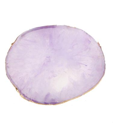 Natural Resin Stone Nail Palettes with Gold Edge - Purple DIY Nail Art & Makeup Tool - Buy Online on GoSupps.com