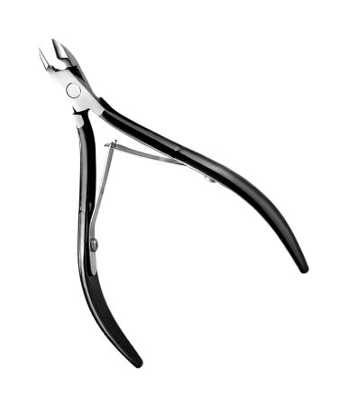 KMZ Cuticle Nippers Stainless Steel Professional Cuticle Cutter Trimmers Cuticle Cutters with Double Spring Manicure Pedicure Tool for Home and Salon (Black)