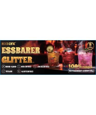 Edible Glitter Set - 3 Colors of Tasteless Glitter Powder for Drinks Desserts & Cocktails | 4G Food Coloring Powder - Buy Online on GoSupps.com