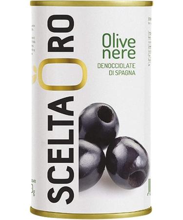 Scelta Oro - Spanish Pitted Black Olives in Brine (350g Pack of 3) | Packed in Italy - Buy Online on GoSupps.com