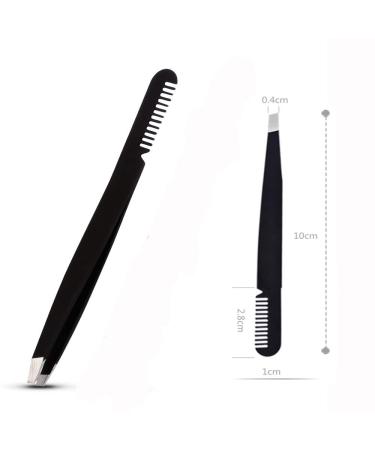 Amaok Eyebrow Tweezer with Comb - Professional Stainless Steel Slant Tip - Black Precision Tweezer - Buy Online on GoSupps.com