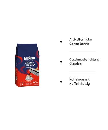 Buy Lavazza Crema e Gusto Classico Roasted Coffee Beans - Arabica & Robusta Blend with Spicy Aroma - International Shipping Available - Buy Online on GoSupps.com