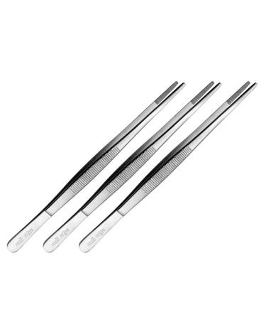 Set of 3 cooking tweezers 20 cm long - kitchen tweezers - grill tweezers - grill tongs - stainless steel