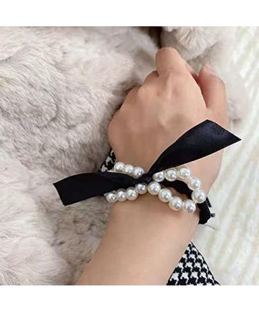 Buy Tseenyi Pearl Rubber Band Rope - Black Loop Pearls Hair Accessories for Women & Girls | Perfect for Weddings Valentine's Day & Christmas Gifts - Buy Online on GoSupps.com