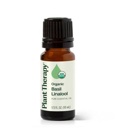 Plant Therapy USDA Certified Organic Basil Linalool Essential Oil 10 mL (1/3 oz) 100% Pure Undiluted Aromatherapy for Muscle Soreness and Digestive Discomfort