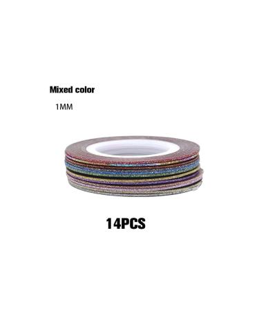 Lmoikesz 14pcs Nail Art Striping Tapes - Multicolored Gift Set for Trendy Nails | 1mm Thin Stripes | Easy to Apply & Unique Designs - Buy Online on GoSupps.com