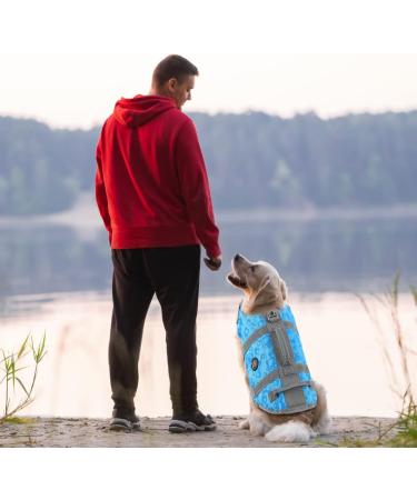 Emust Adjustable Dog Chimney - Reflective Buoyant with Rescue Handle for Safe Swimming - New Blue - Buy Online on GoSupps.com